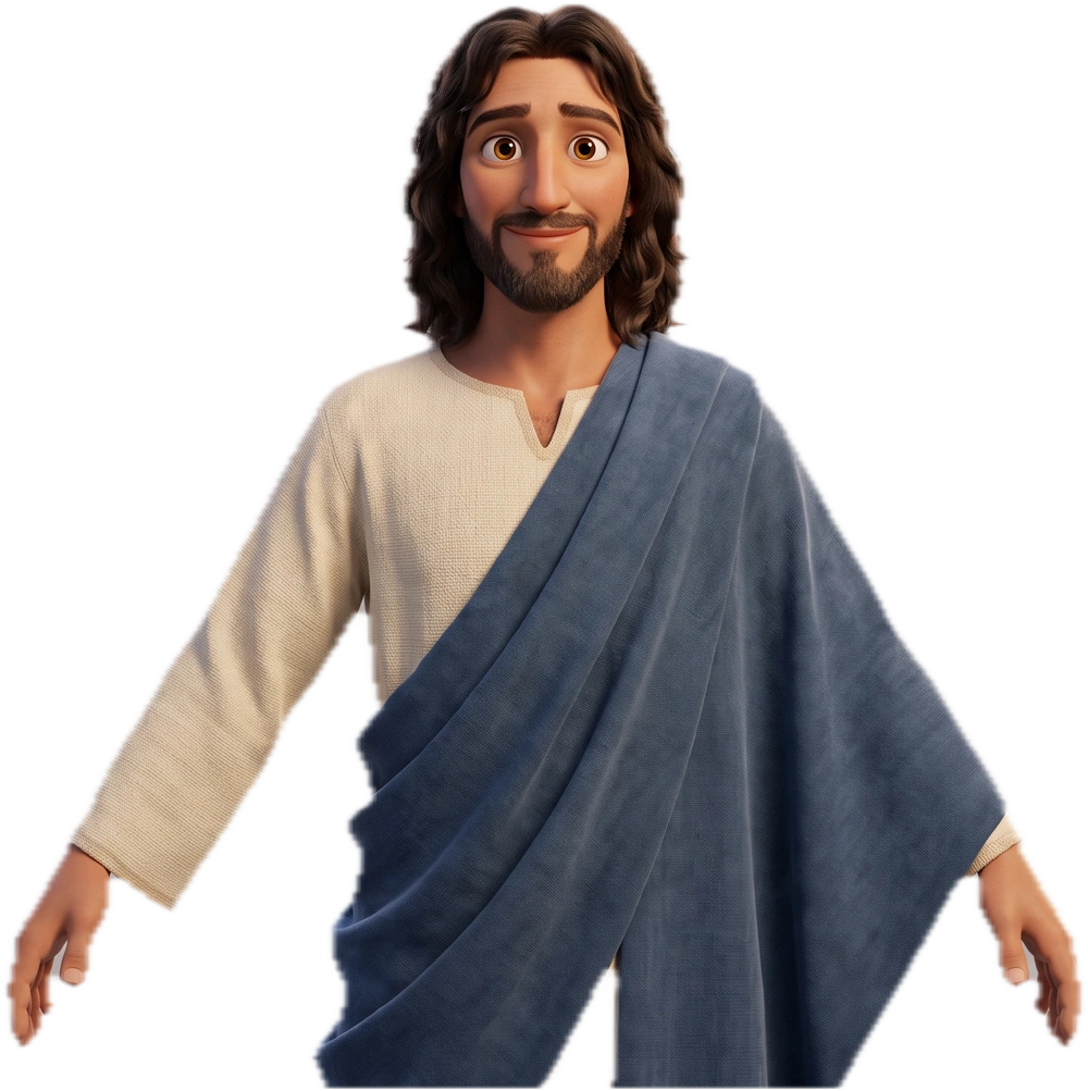 Ilustração de Jesus da linha Kids com os braços abertos